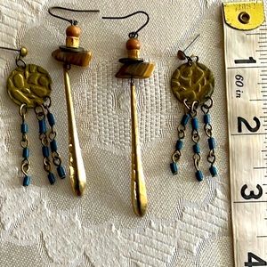 Vintage Brass/stone/ beads  Earrings Bundle